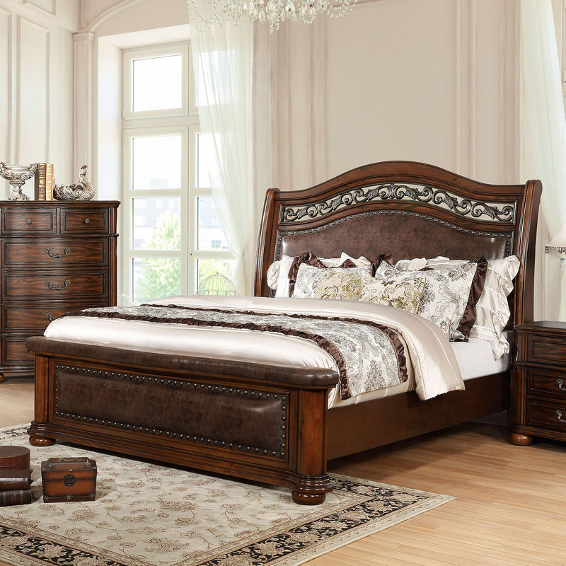 Janiya Brown Cherry/Brown Cal.King Bed - Star USA Furniture Inc