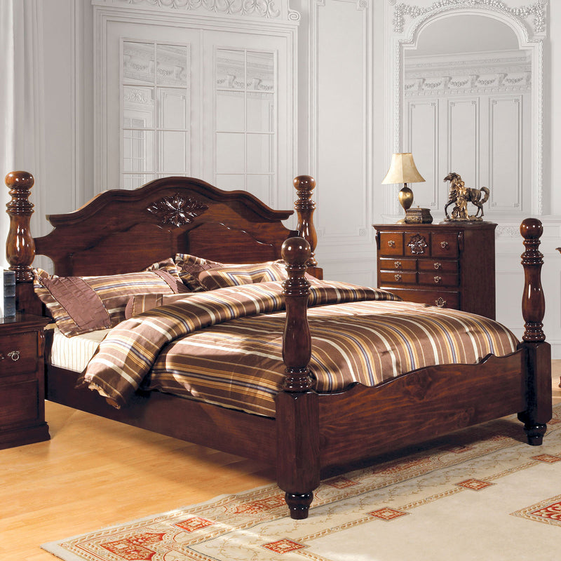Tuscan II Glossy Dark Pine Queen Bed