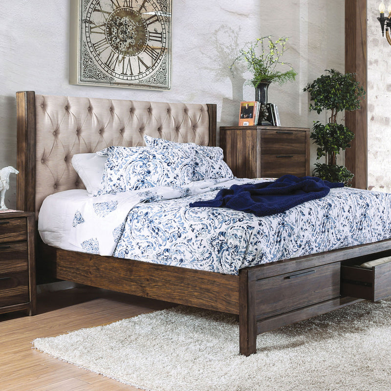 Hutchinson Rustic Natural Tone/Beige Cal.King Bed w/ Drawers
