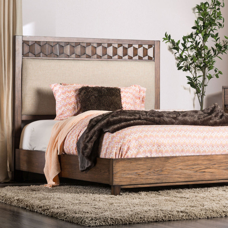 Kallisto Chestnut Brown/Beige Queen Bed - Star USA Furniture Inc