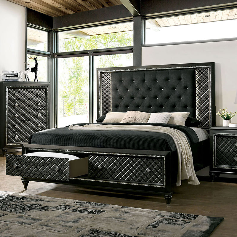 Demetria Metallic Gray E.King Bed - Star USA Furniture Inc