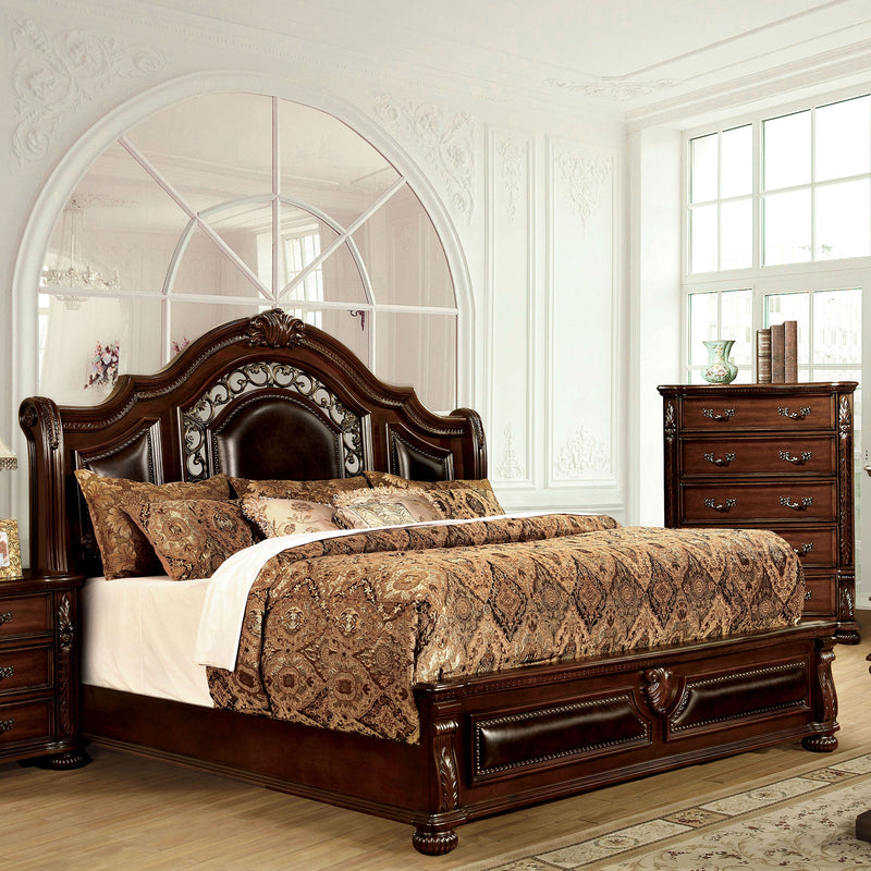 Flandreau Brown Cherry/Espresso E.King Bed - Star USA Furniture Inc