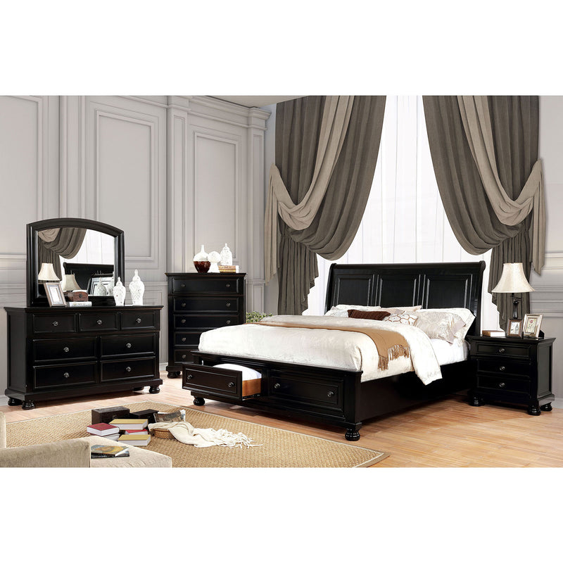 Castor Black 5 Pc. Queen Bedroom Set w/ 2NS