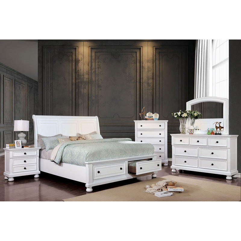 Castor White 5 Pc. Queen Bedroom Set w/ 2NS