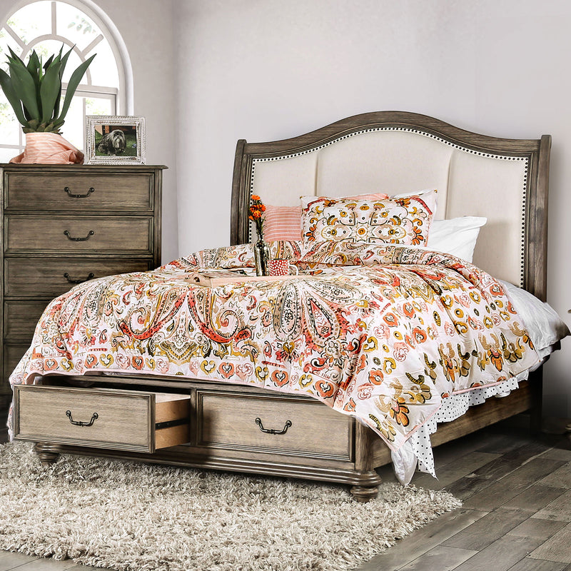 BELGRADE I Rustic Natural Tone/Ivory Queen Bed - Star USA Furniture Inc