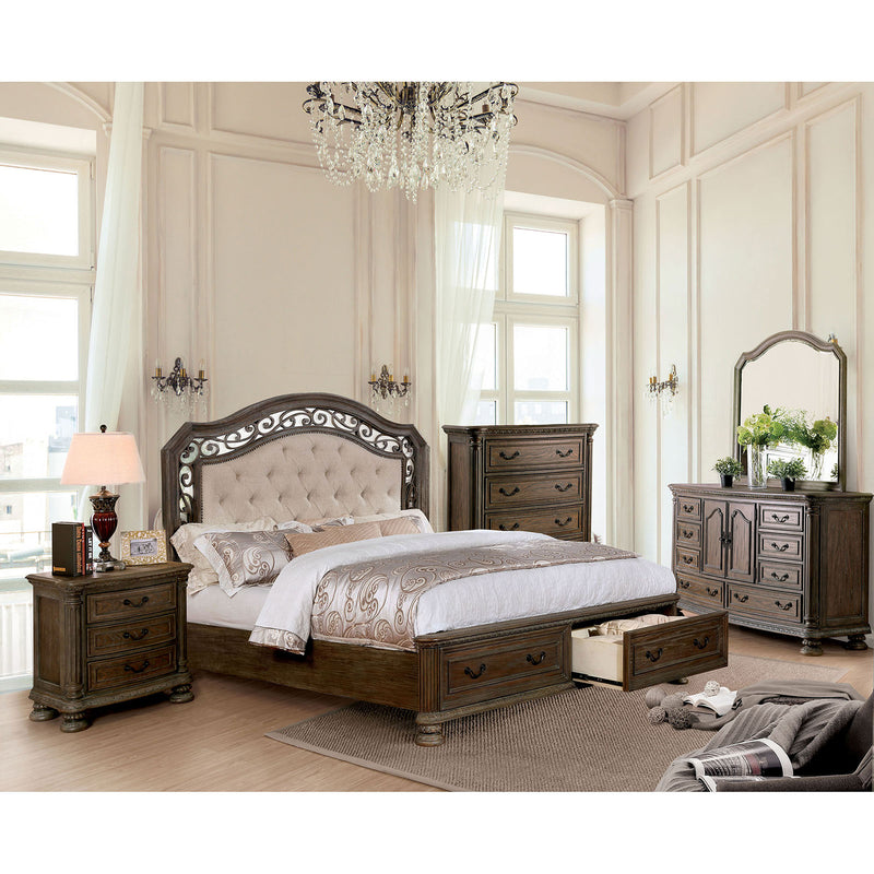 Persephone Beige/Rustic Natural Tone 5 Pc. Queen Bedroom Set w/ Chest - Star USA Furniture Inc