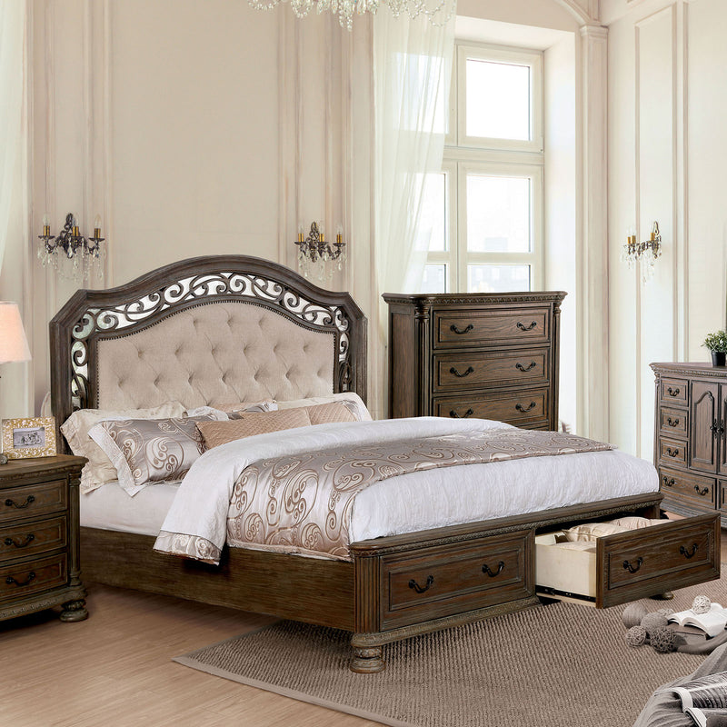 Persephone Beige/Rustic Natural Tone Queen Bed - Star USA Furniture Inc