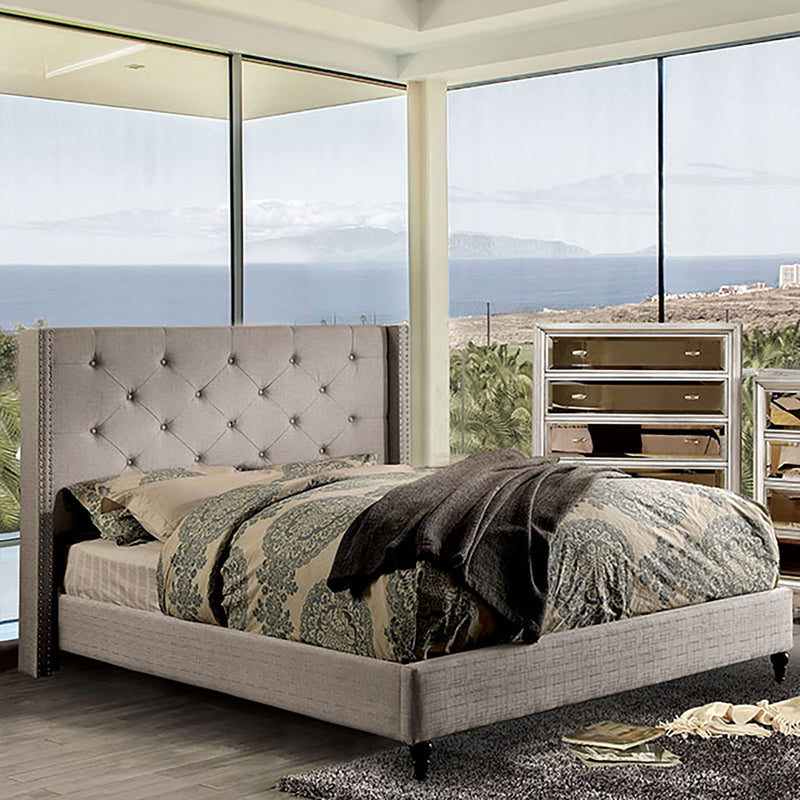 ANABELLE Warm Gray Cal.King Bed - Star USA Furniture Inc