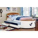 VOYAGER White/Oak/Navy Blue Full Bed w/ Trundle + Drawers - Star USA Furniture Inc