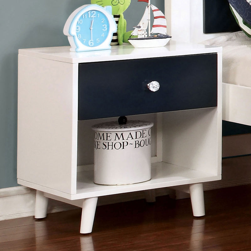 White/Blue Night Stand - Star USA Furniture Inc