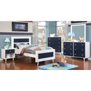 ALIVIA White/Blue 4 Pc. Twin Bedroom Set - Star USA Furniture Inc