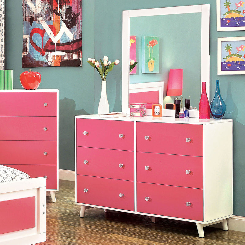 ALIVIA White/Pink Dresser