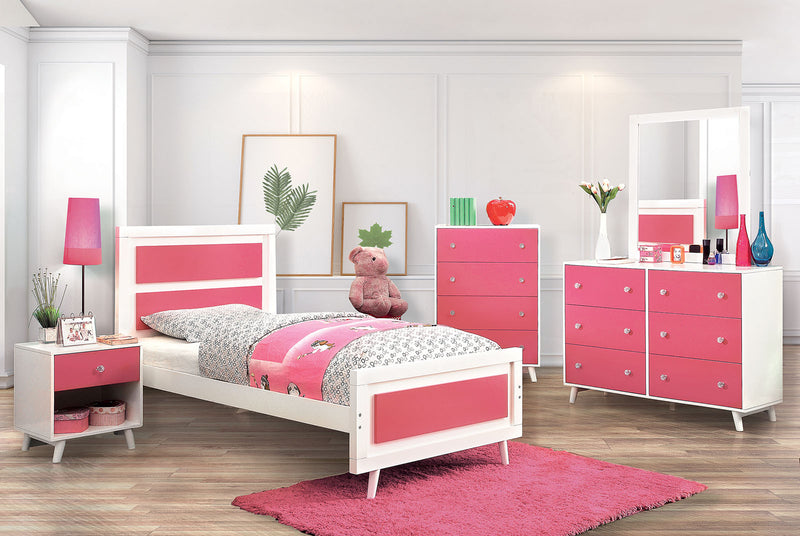 ALIVIA White/Pink Twin Bed