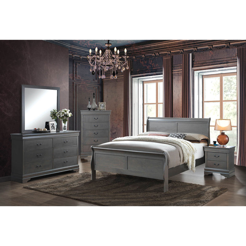 LOUIS PHILIPPE III Gray 5 Pc. Queen Bedroom Set w/ 2NS - Star USA Furniture Inc