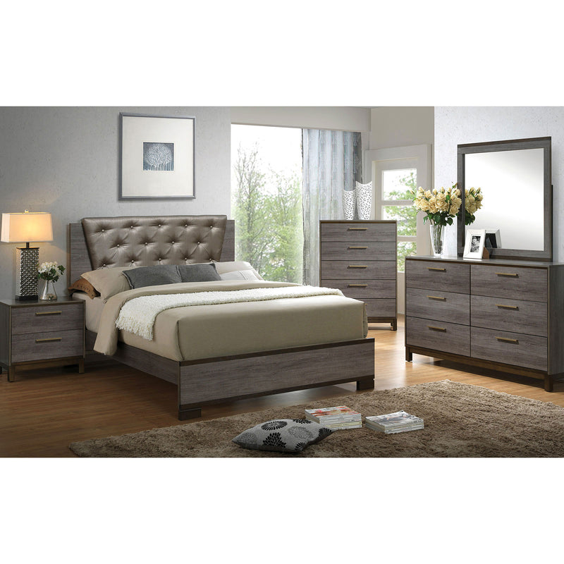 MANVEL Two-Tone Antique Gray 5 Pc. Queen Bedroom Set w/ 2NS