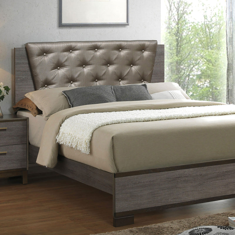 MANVEL Two-Tone Antique Gray Cal.King Bed - Star USA Furniture Inc