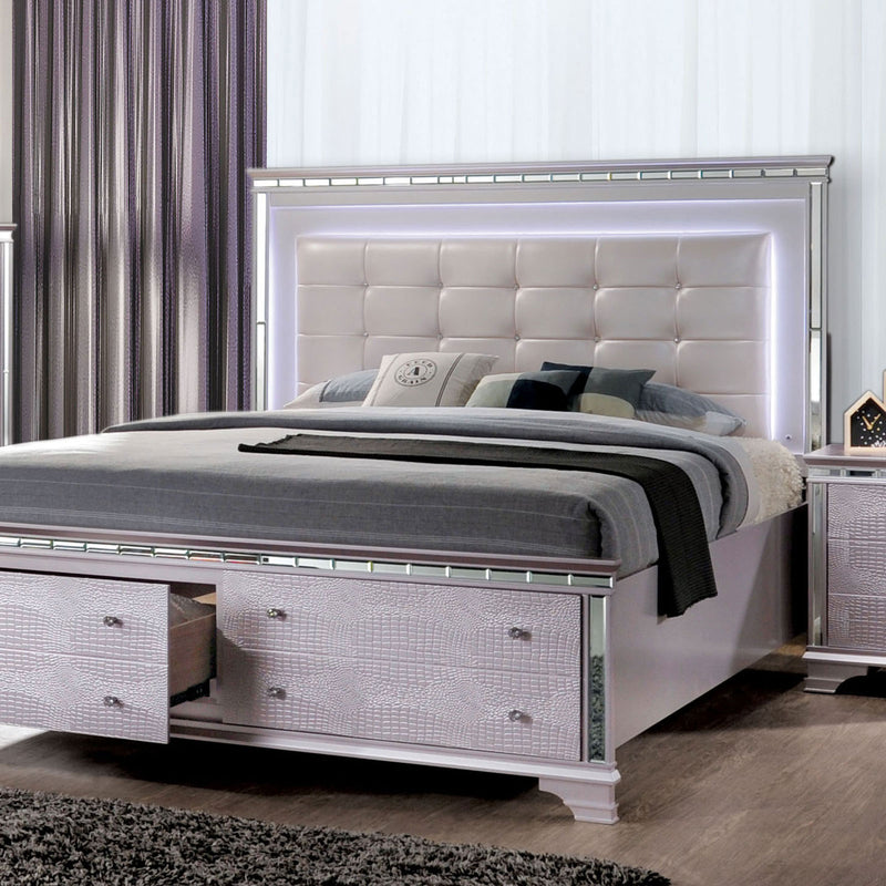 Claudette Silver Rose Queen Bed