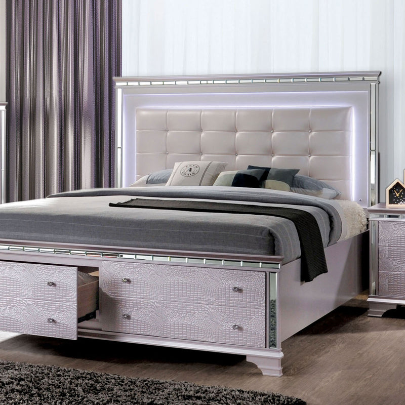 Claudette Silver Rose E.King Bed - Star USA Furniture Inc