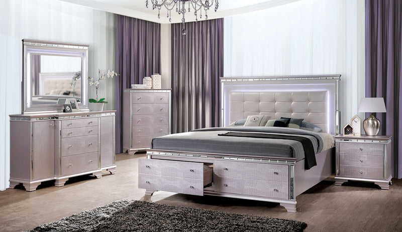 Claudette Silver Rose 4 Pc. Queen Bedroom Set