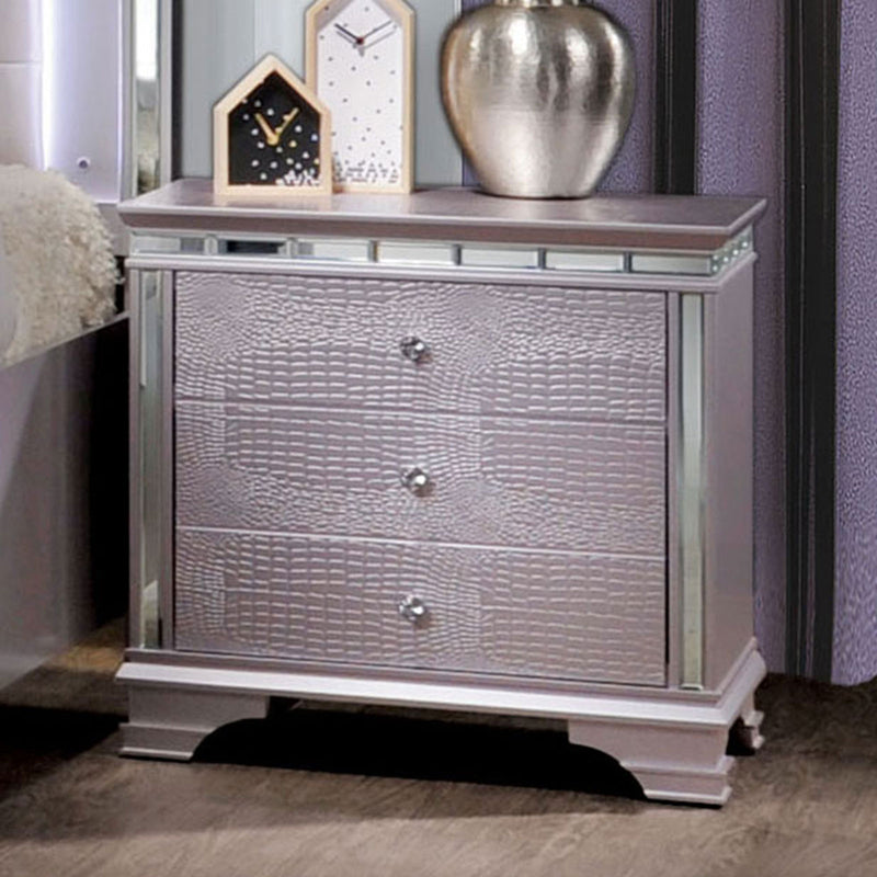 Claudette Silver Rose Night Stand