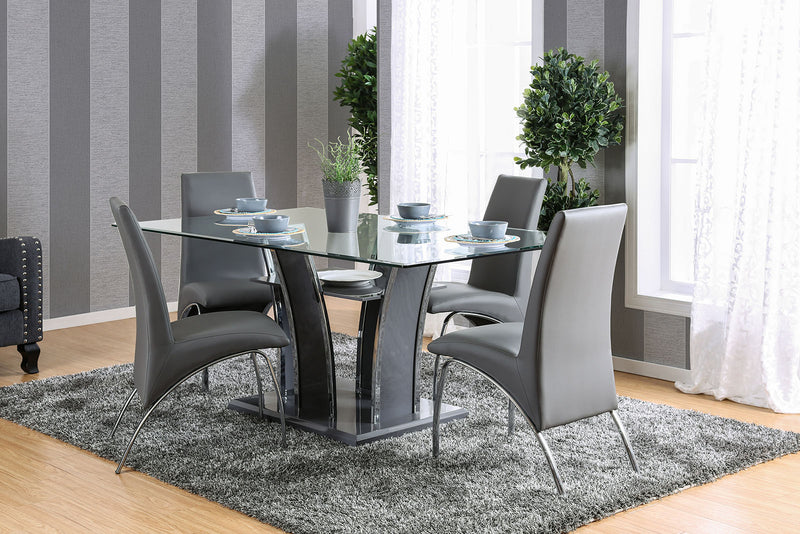 Glenview I Gray/Chrome Table + 6 Chairs