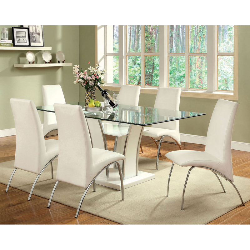 Glenview White/Chrome 7 Pc. Dining Table Set