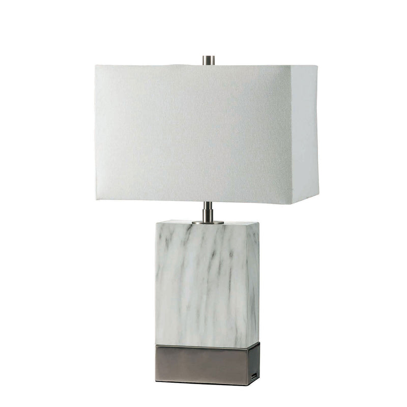 Faith White Marble/Silver 20"H White Marble Steel Table Lamp