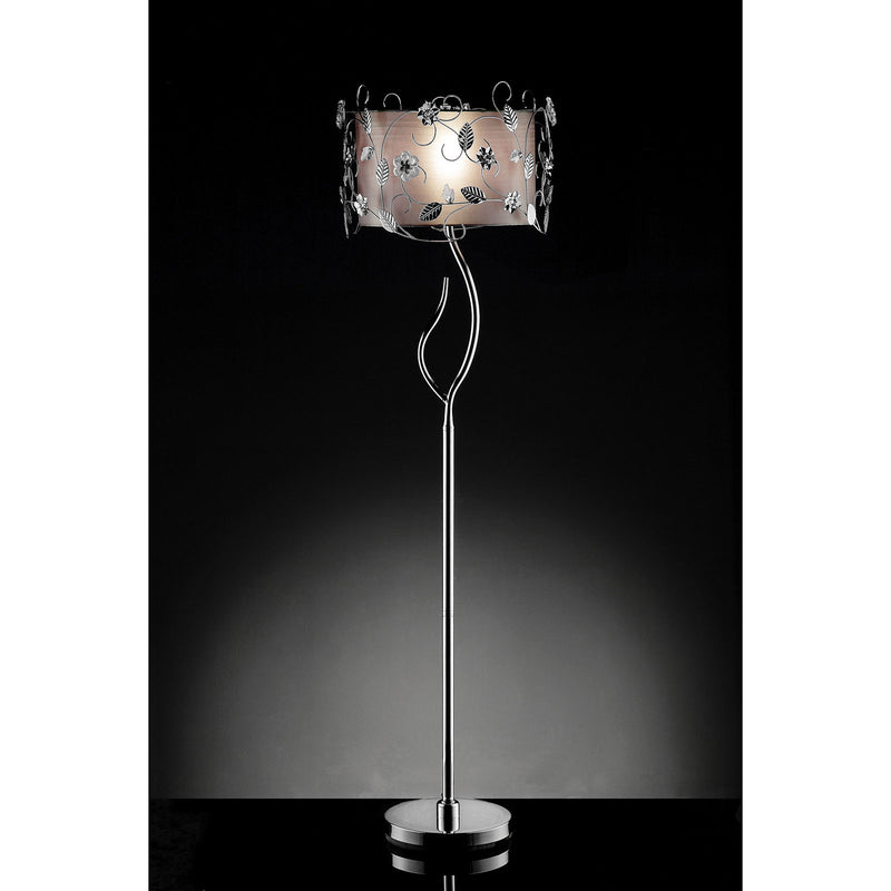 Elva Silver/Chrome Floor Lamp, Double Shade