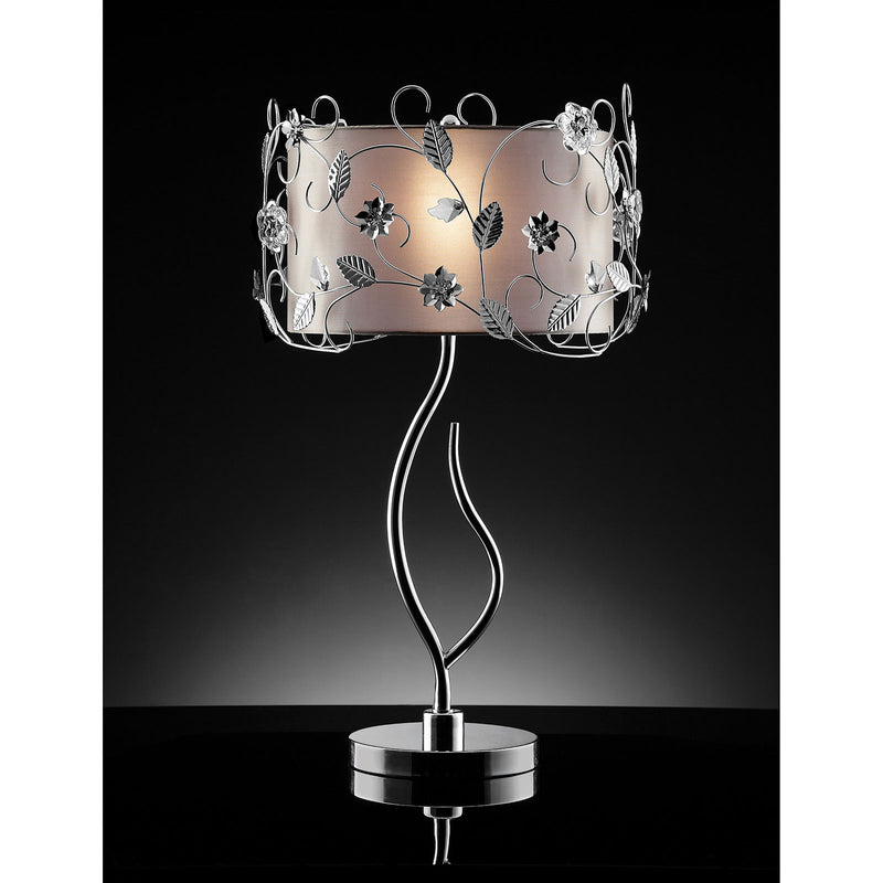 Elva Silver/Chrome Table Lamp, Double Shade