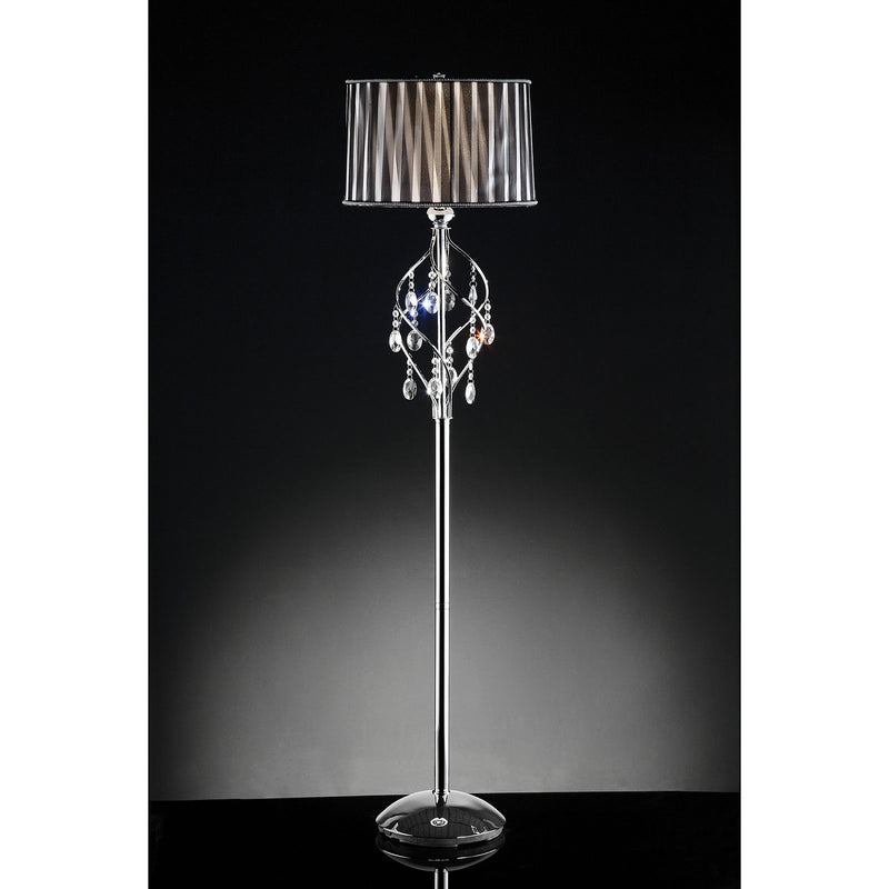 Arya Black/Chrome Floor Lamp, Hanging Crystal