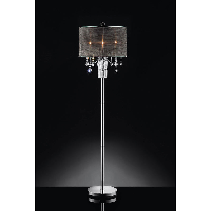Gina Black/Silver Floor Lamp, Hanging Crystal