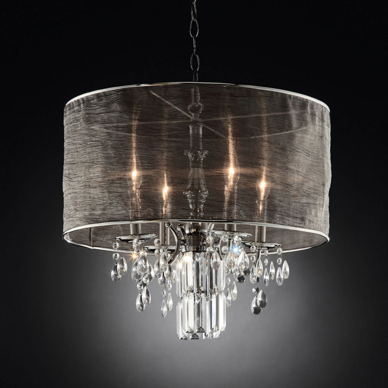 Gina Black/Silver Ceiling Lamp, Hanging Crystal
