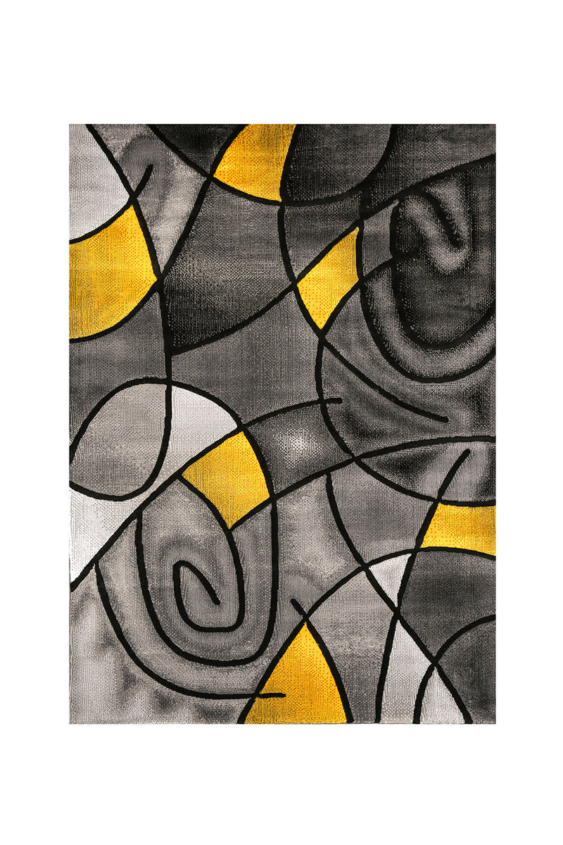 Sivas Charcoal Yellow 5' X 8' Area Rug - Star USA Furniture Inc