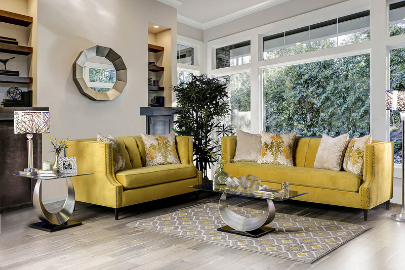 Tegan Royal Yellow Sofa + Love Seat - Star USA Furniture Inc