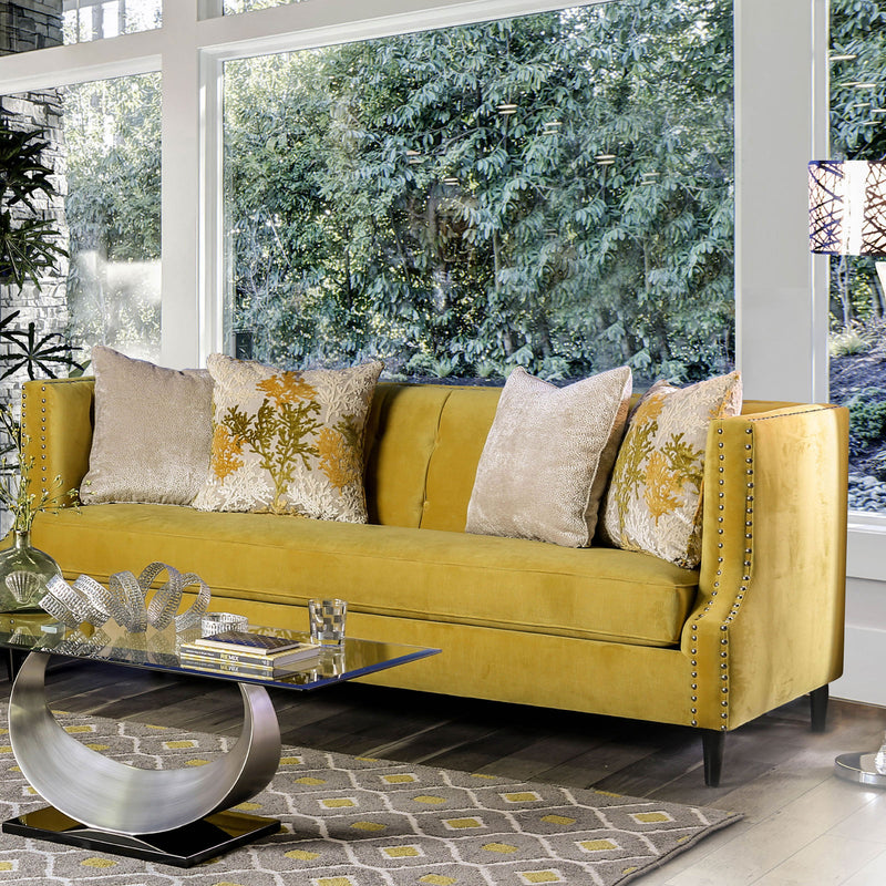 Tegan Royal Yellow/Light Tan Sofa - Star USA Furniture Inc