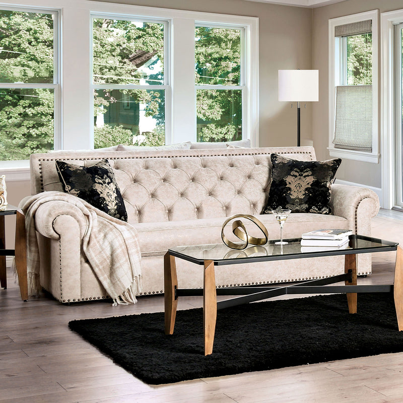 Parshall Beige W/ Gold Highlights Sofa