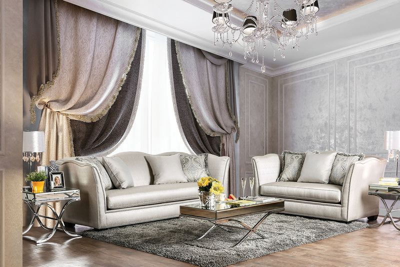 ALESSANDRA Silver Sofa + Love Seat