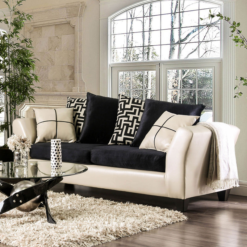 Kaelyn Ivory/Black Sofa