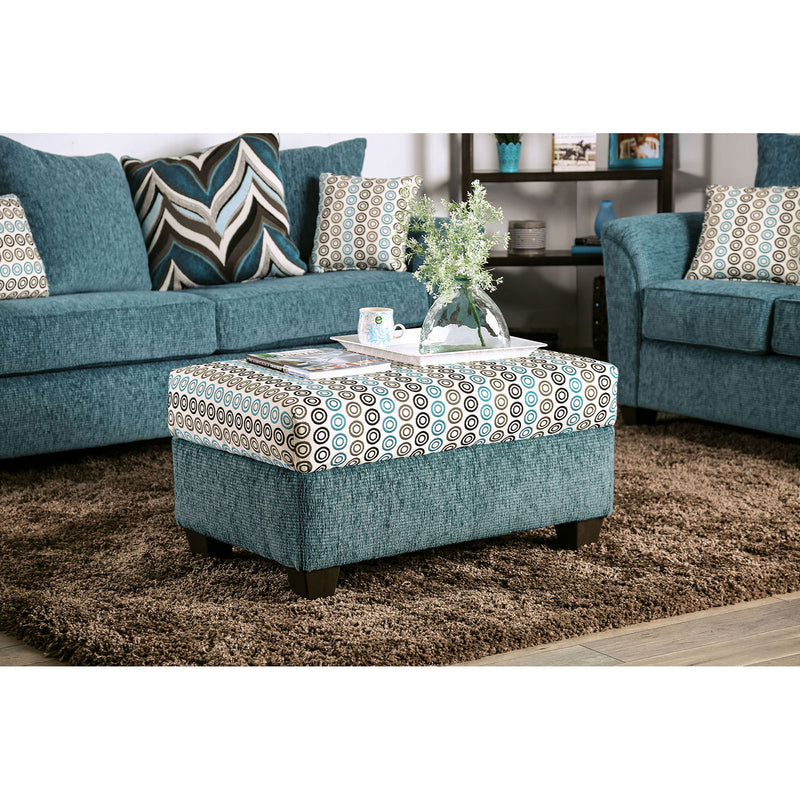 River Turquoise Ottoman