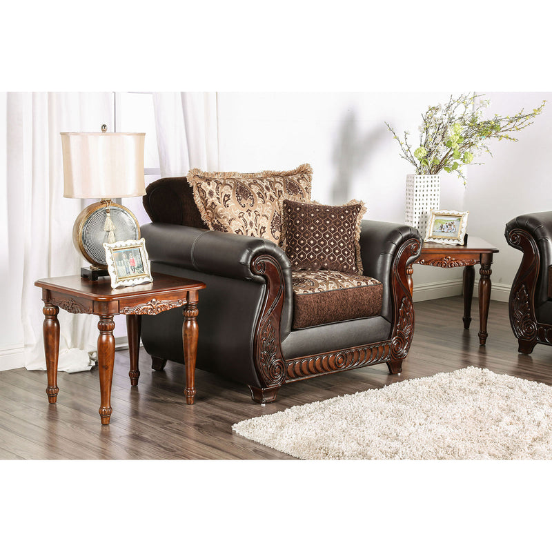 Franklin Dark Brown/Tan Chair With Pu In Brown