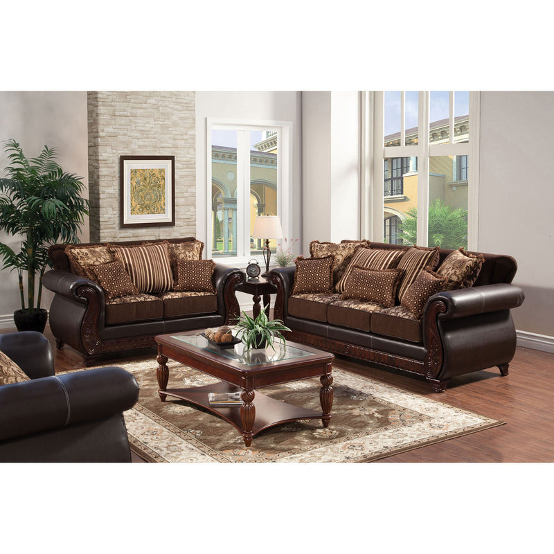 Franklin Dark Brown/Tan Sofa, Dark Brown - Star USA Furniture Inc