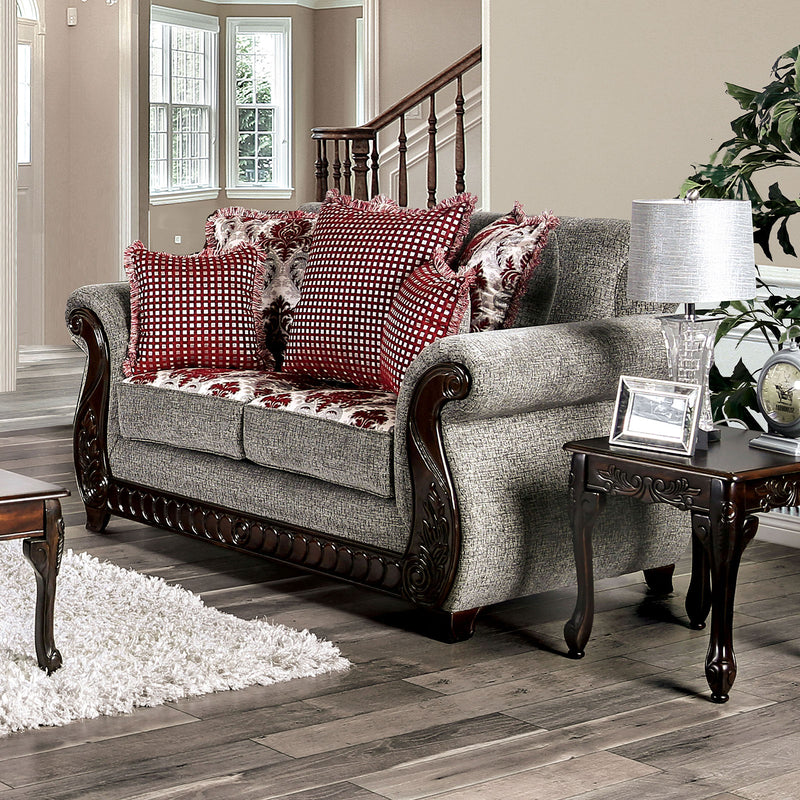 Whitland Light Gray/Red Love Seat - Star USA Furniture Inc