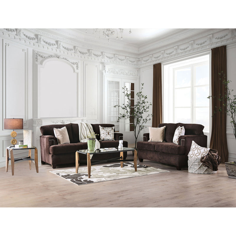 Brynlee Chocolate Sofa + Love Seat + 4 Pillows