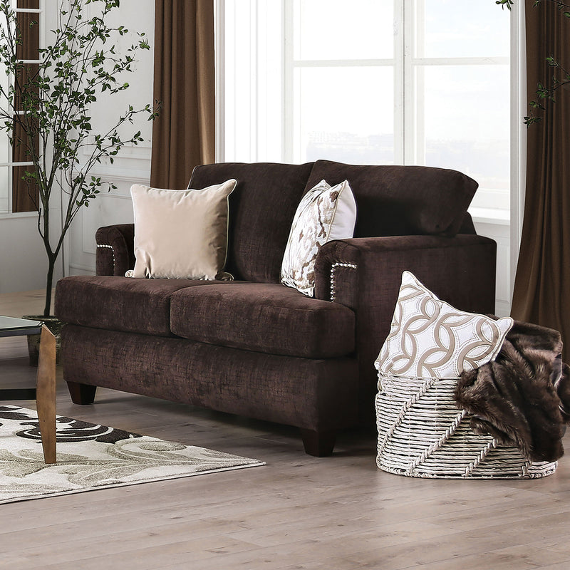 Brynlee Chocolate Love Seat + 4 Pillows