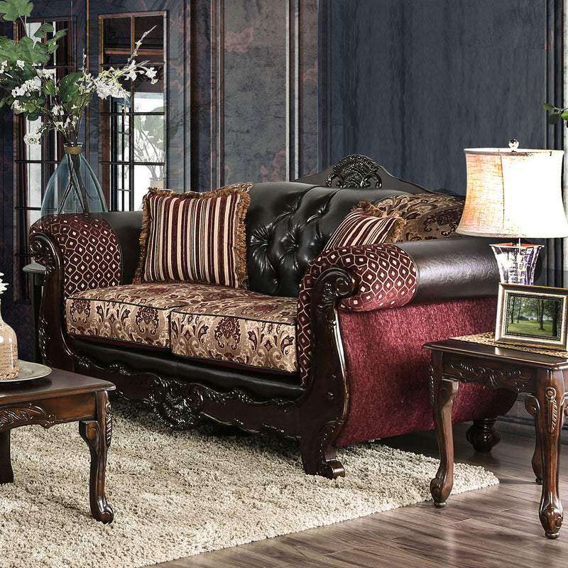 Quirino Burgundy/Dark Brown Love Seat