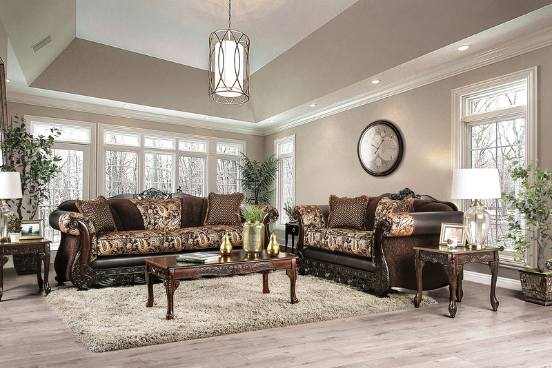 Newdale Brown/Gold Sofa + Love Seat