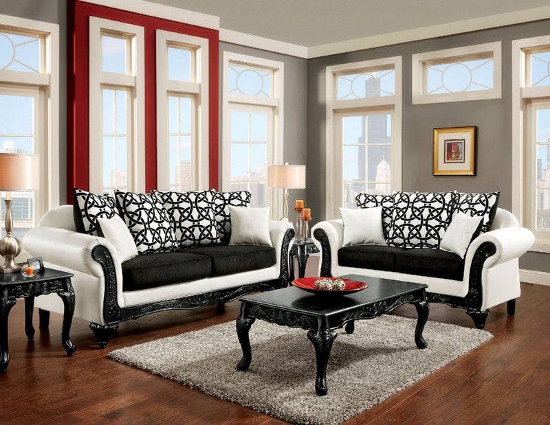 DOLPHY Black/White Sofa + Love Seat - Star USA Furniture Inc