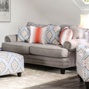 Tallulah Gray/Orange/Light Blue Love Seat - Star USA Furniture Inc