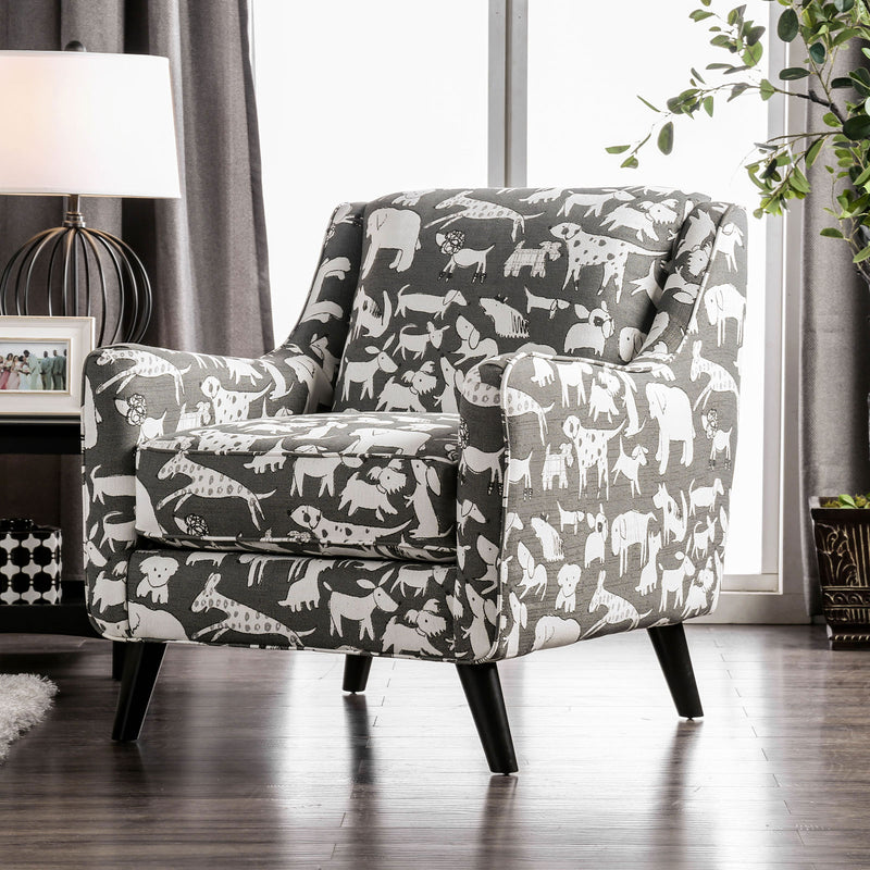 Patricia Ivory/Black Animal Pattern Chair